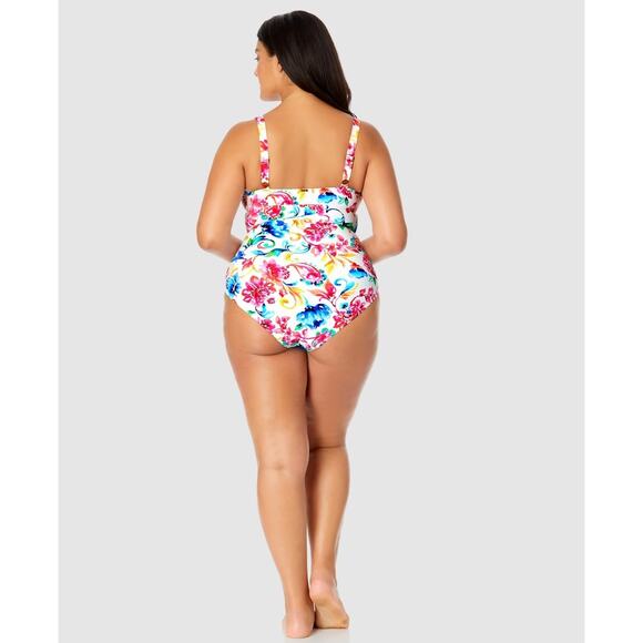 Anne Cole Plus Size Paisley V-Wire One-Piece Swimsuit Multi Size 16W 1501 - Picture 2 of 3
